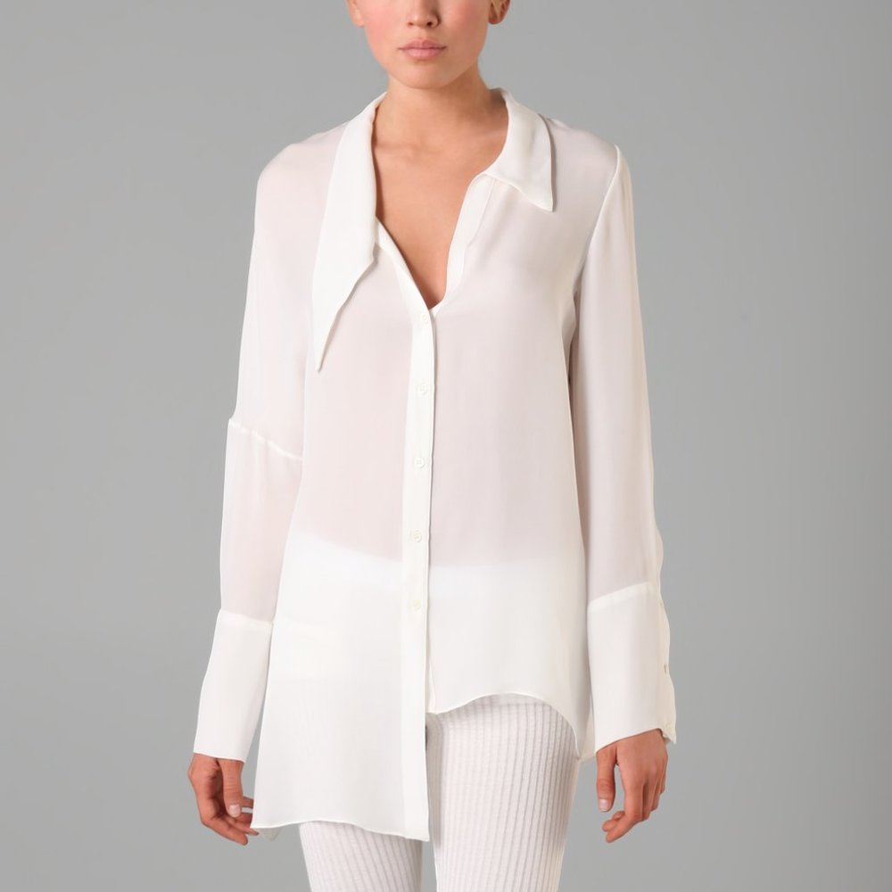 Kimberly Ovitz Sawyer Asymmetrical Cream Silk Top